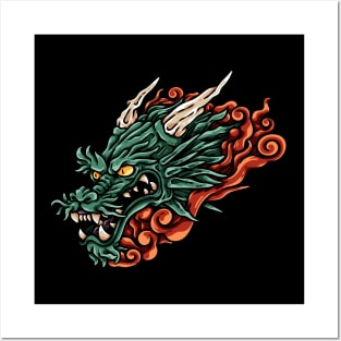 Asian Dragon Head Posters and Art